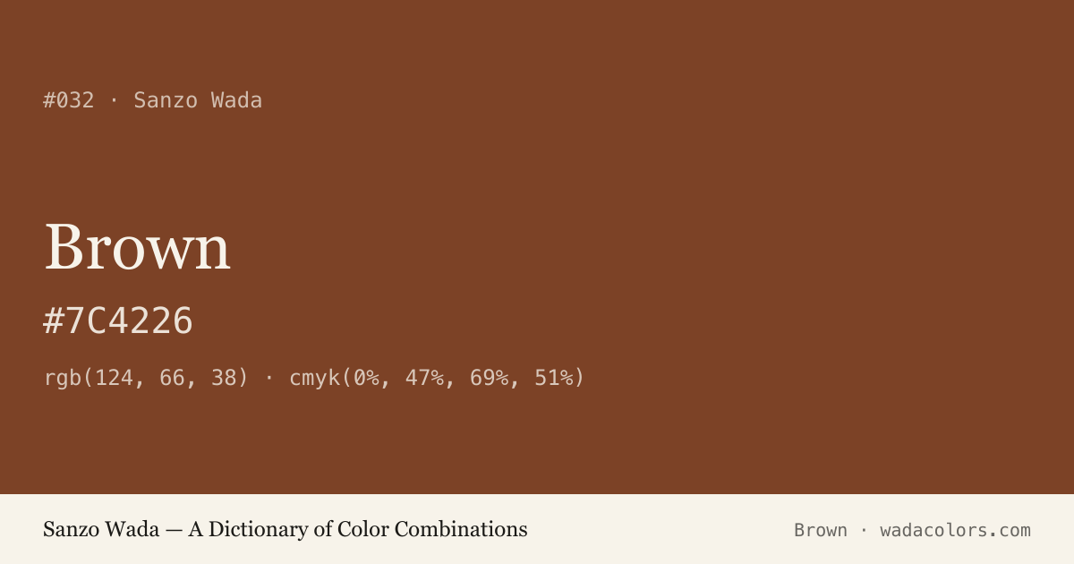 Brown — Sanzo Wada color swatch, hex #7C4226