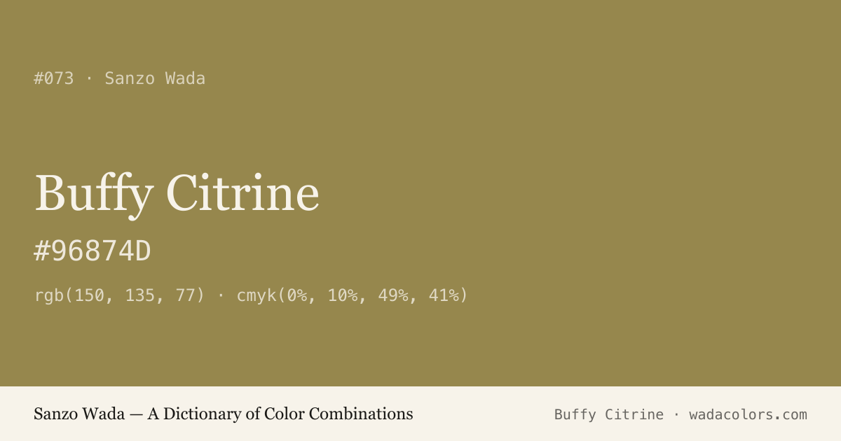 Buffy Citrine — Sanzo Wada color swatch, hex #96874D