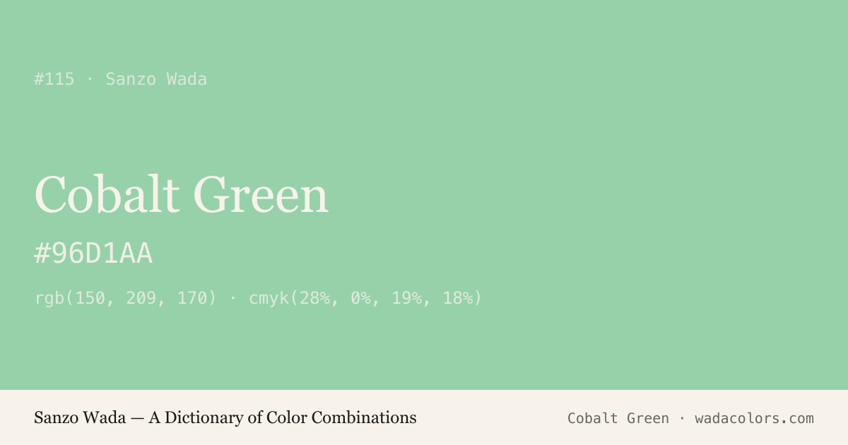 Cobalt Green — Sanzo Wada color swatch, hex #96D1AA