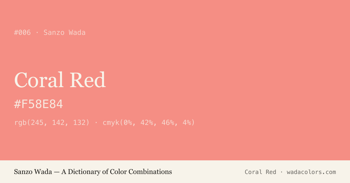 Coral Red — Sanzo Wada color swatch, hex #F58E84