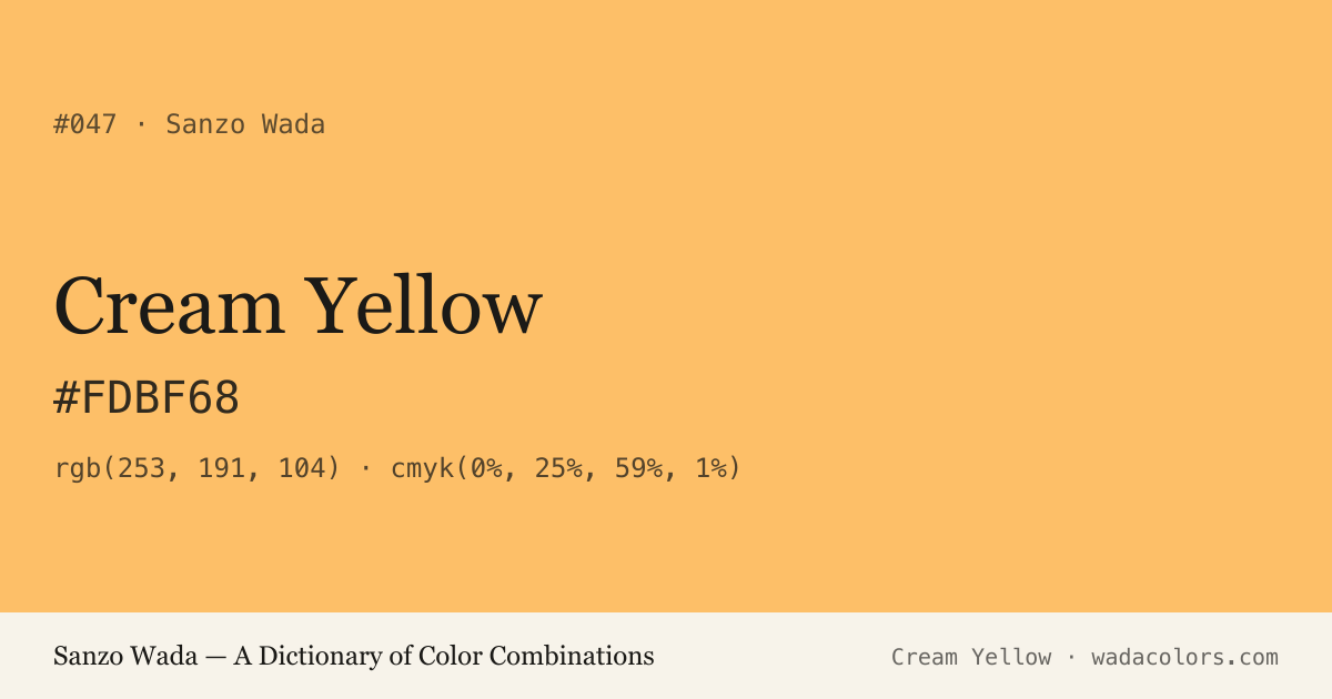 Cream Yellow — Sanzo Wada color swatch, hex #FDBF68