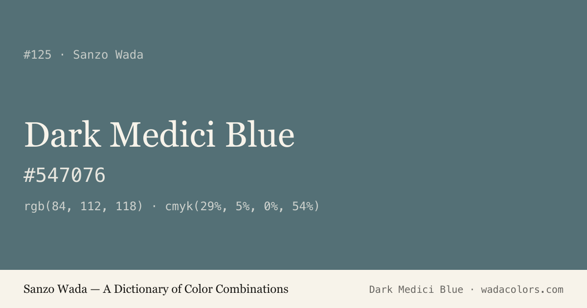 Dark Medici Blue — Sanzo Wada color swatch, hex #547076