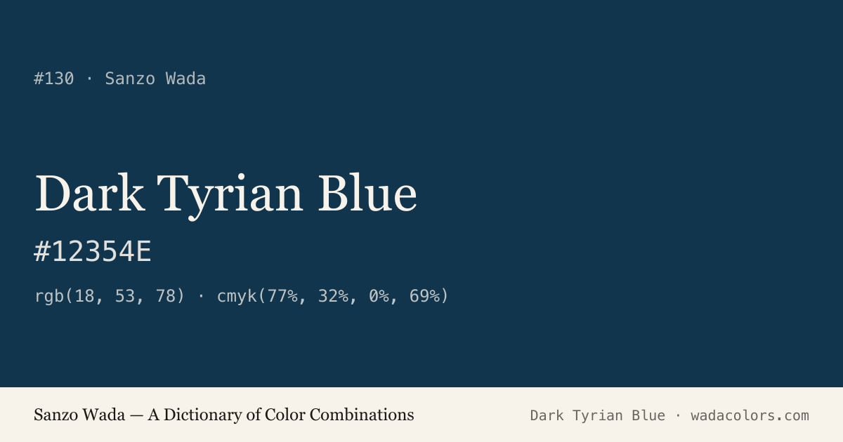 Dark Tyrian Blue — Sanzo Wada color swatch, hex #12354E