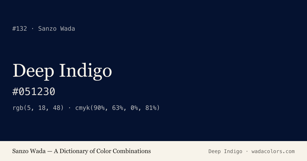 Deep Indigo — Sanzo Wada color swatch, hex #051230
