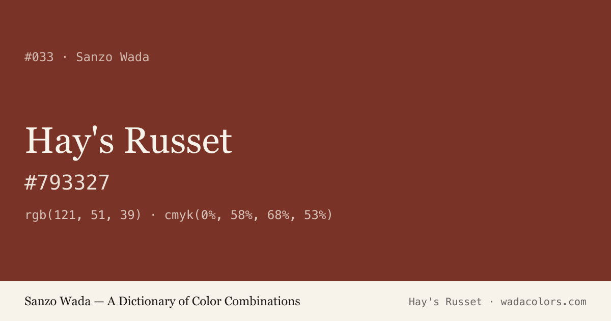 Hay's Russet — Sanzo Wada color swatch, hex #793327