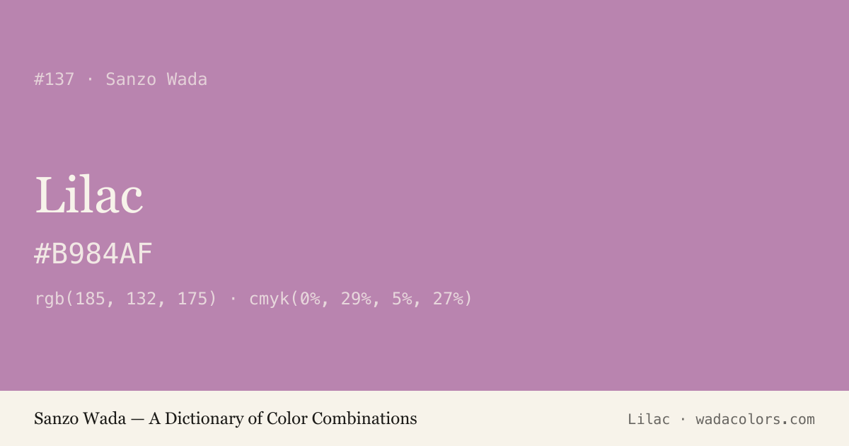 Lilac — Sanzo Wada color swatch, hex #B984AF