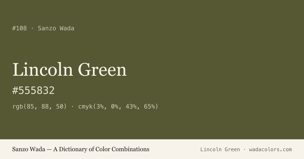 Lincoln Green — Sanzo Wada color swatch, hex #555832