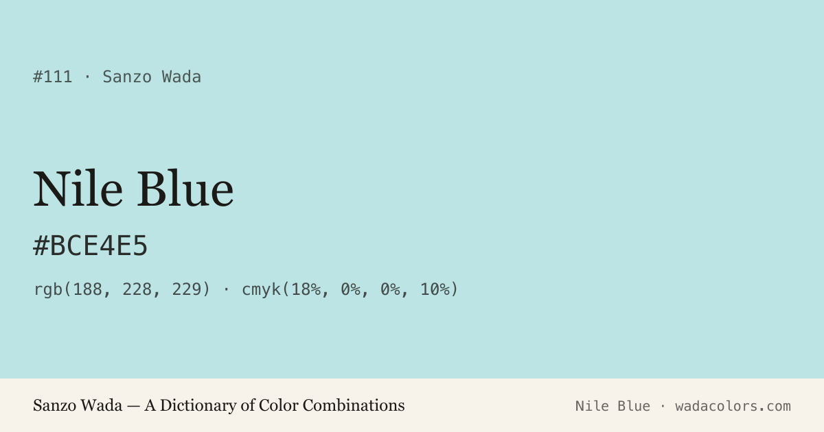 Nile Blue — Sanzo Wada color swatch, hex #BCE4E5