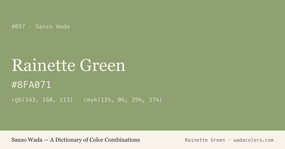 Rainette Green — Sanzo Wada color swatch, hex #8FA071