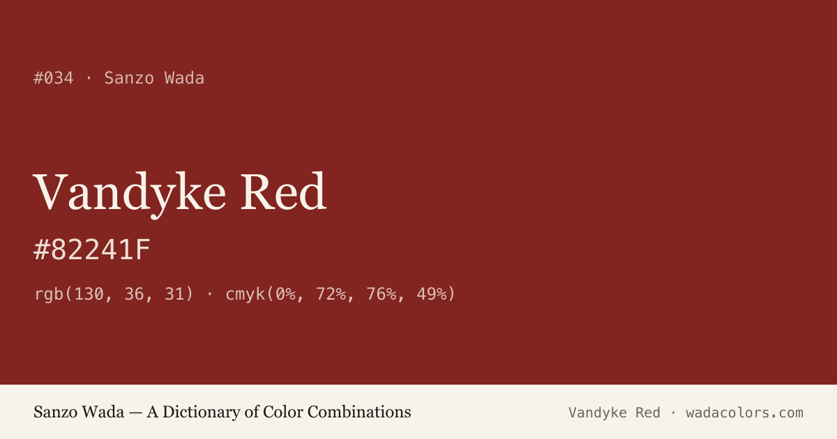 Vandyke Red — Sanzo Wada color swatch, hex #82241F
