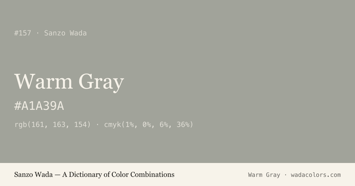Warm Gray — Sanzo Wada color swatch, hex #A1A39A