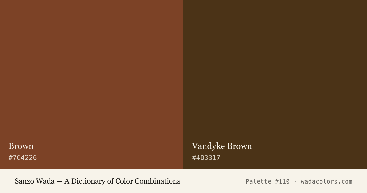 Sanzo Wada color palette #110: Brown, Vandyke Brown, with hex codes