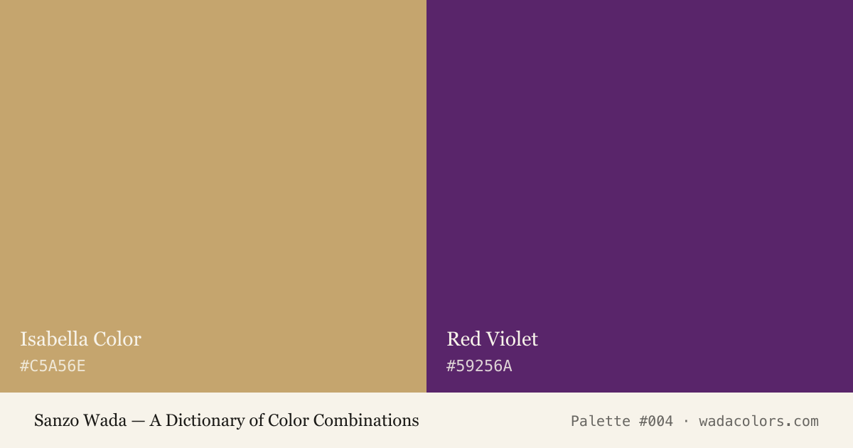 Sanzo Wada color palette #004: Isabella Color, Red Violet, with hex codes