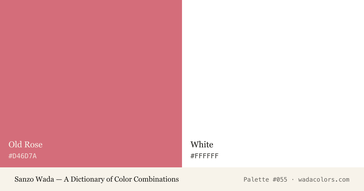 Sanzo Wada color palette #055: Old Rose, White, with hex codes
