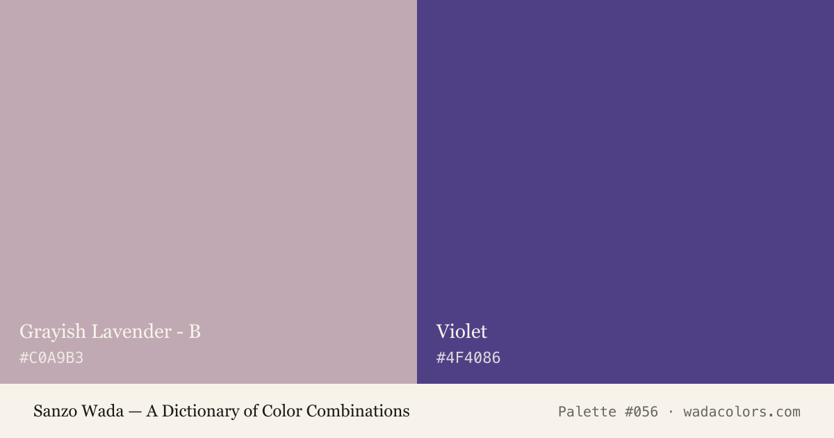 Sanzo Wada color palette #056: Grayish Lavender - B, Violet, with hex codes