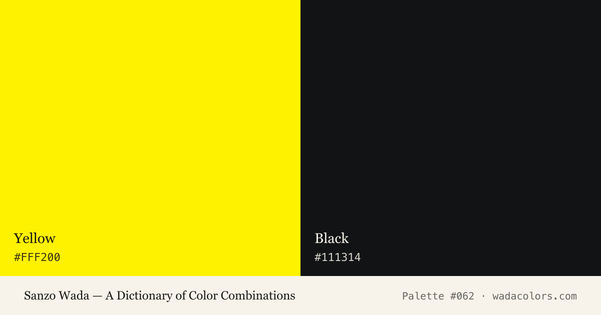 Sanzo Wada color palette #062: Yellow, Black, with hex codes