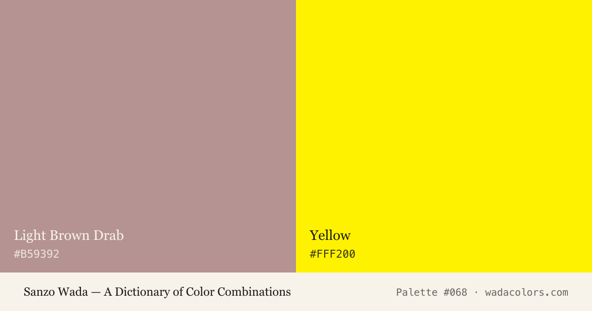 Sanzo Wada color palette #068: Light Brown Drab, Yellow, with hex codes