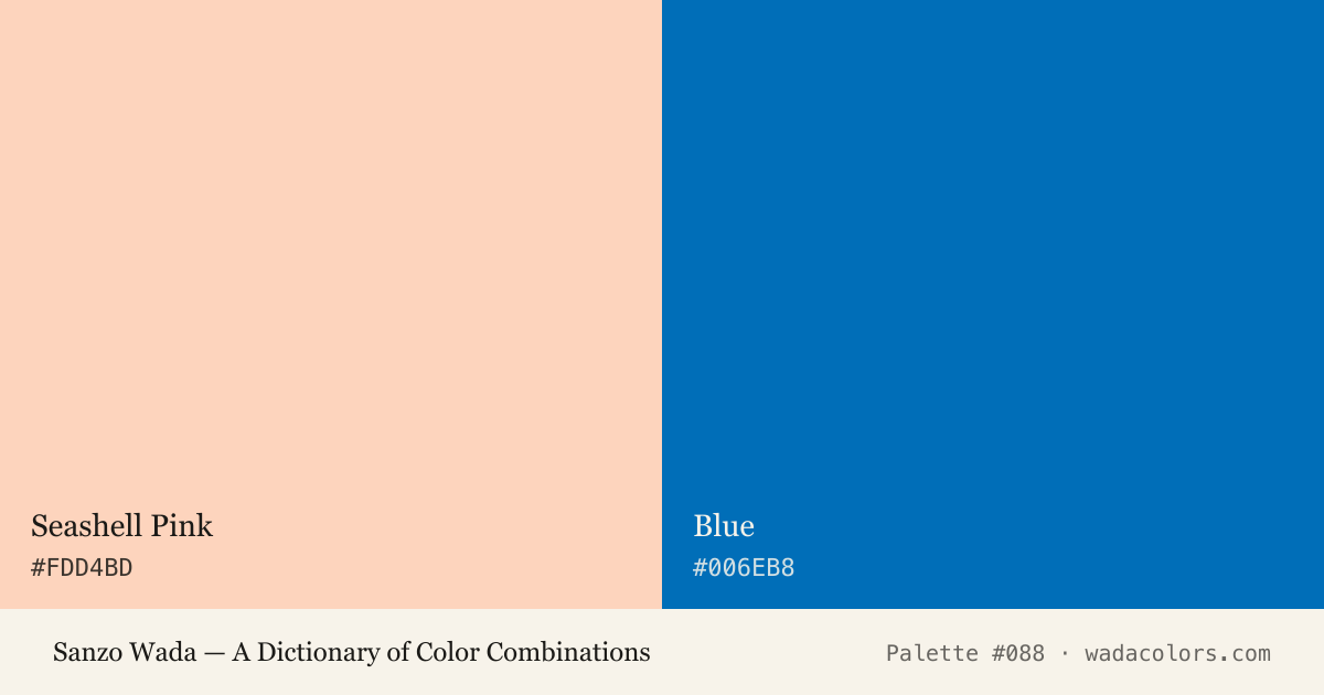 Sanzo Wada color palette #088: Seashell Pink, Blue, with hex codes